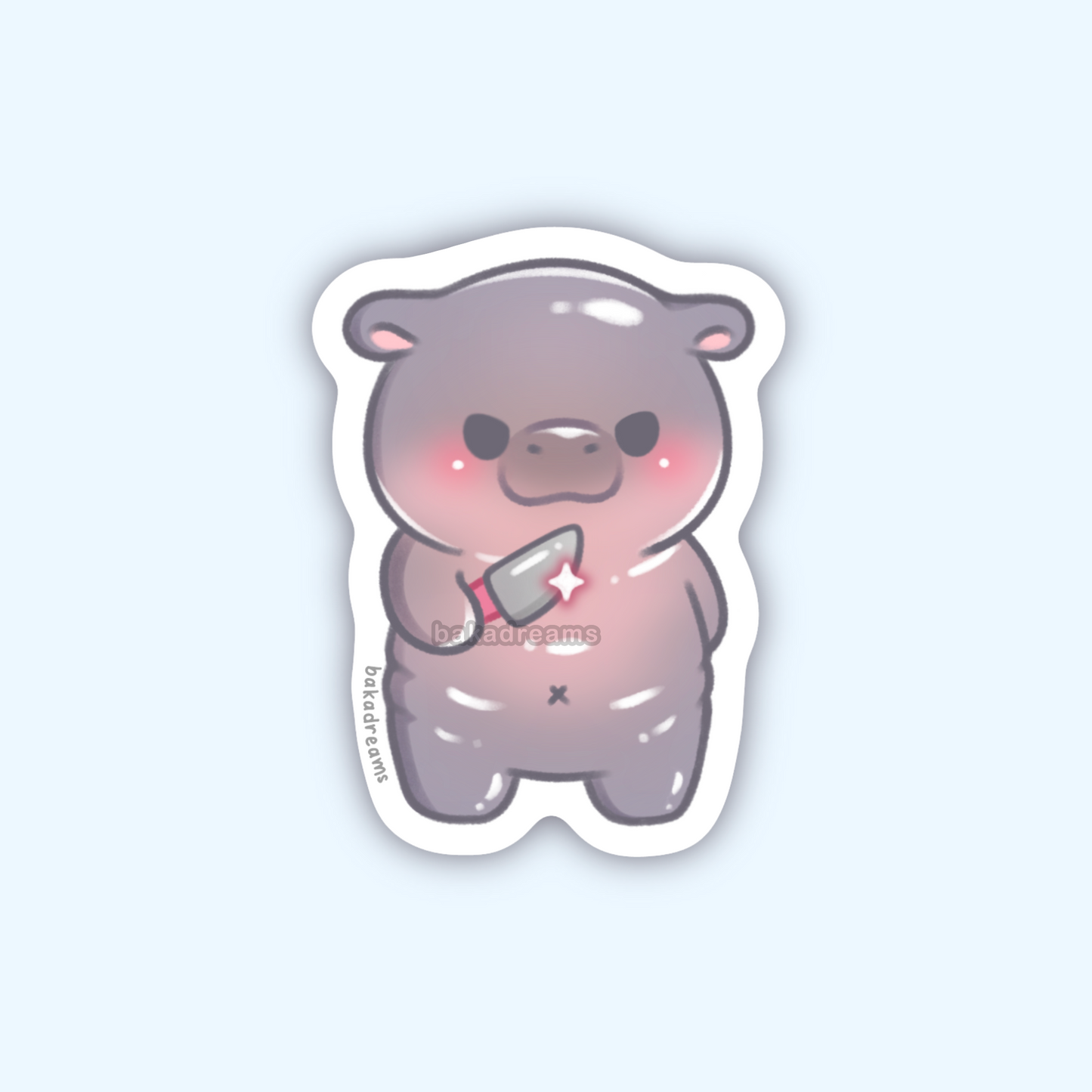 Stabby Moo Deng Vinyl Sticker