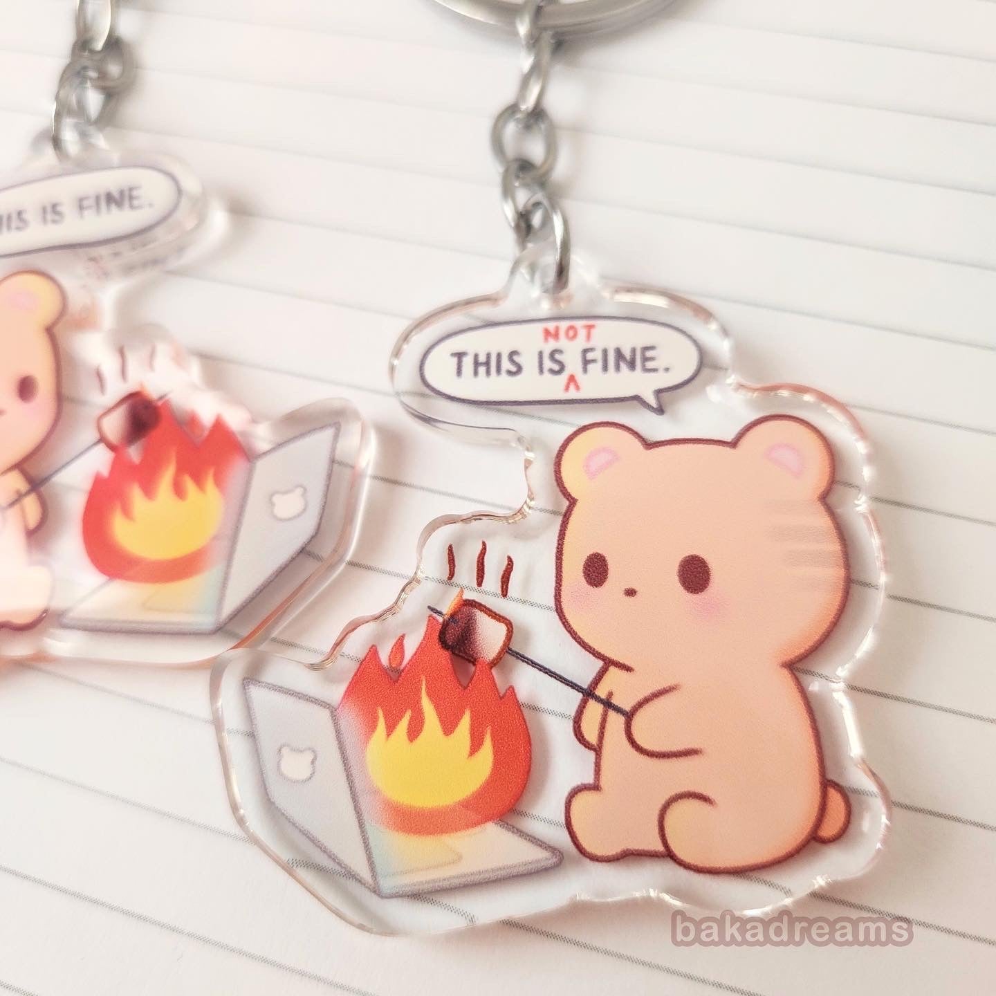 This Is Not Fine Bear Programmer Humor Acrylic Keychain, Software Developer Gift, Cute Tech Coding Keychain, Computer Science, Gift for Engineer