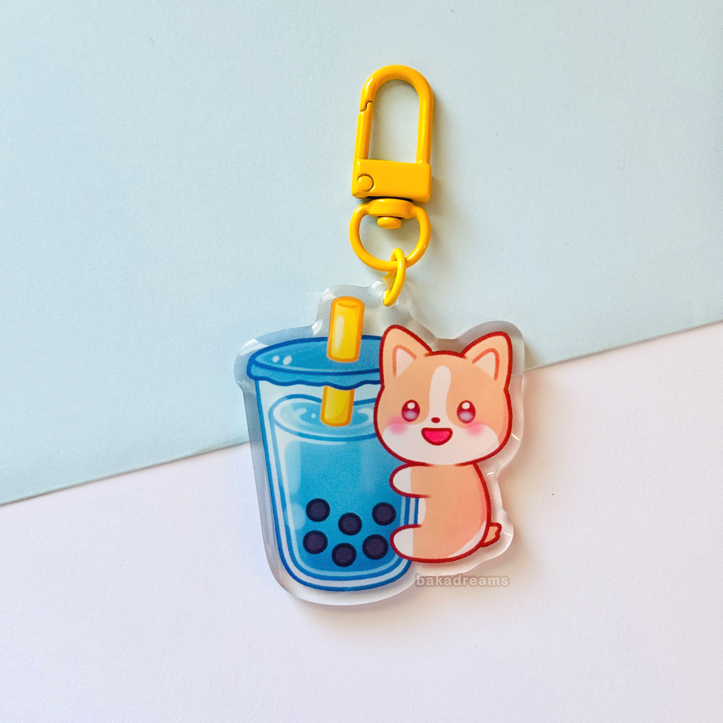Boba Corgi Acrylic Keychain