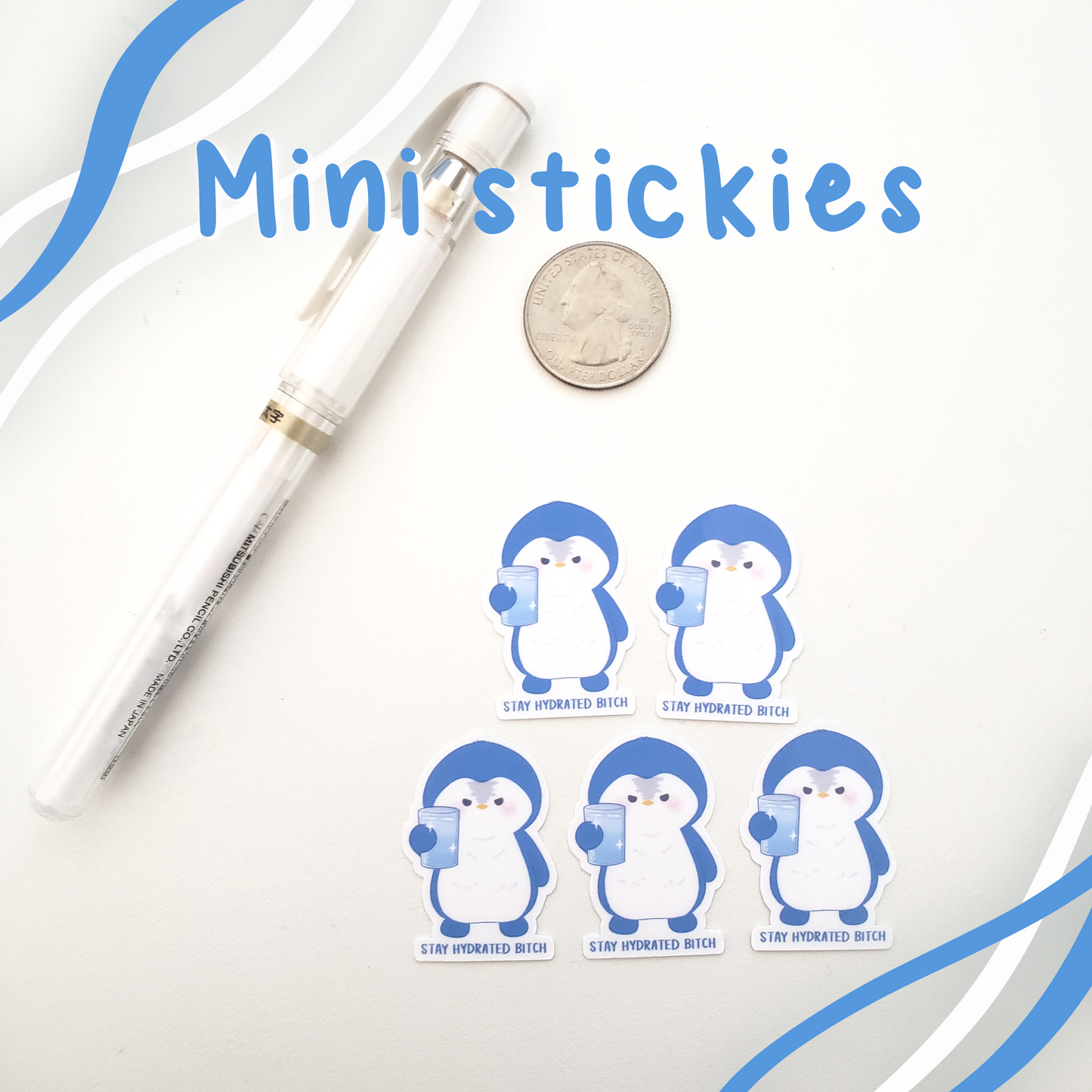 Stay Hydrated Penguin Mini Sticker Set - 5 Sticker Pack