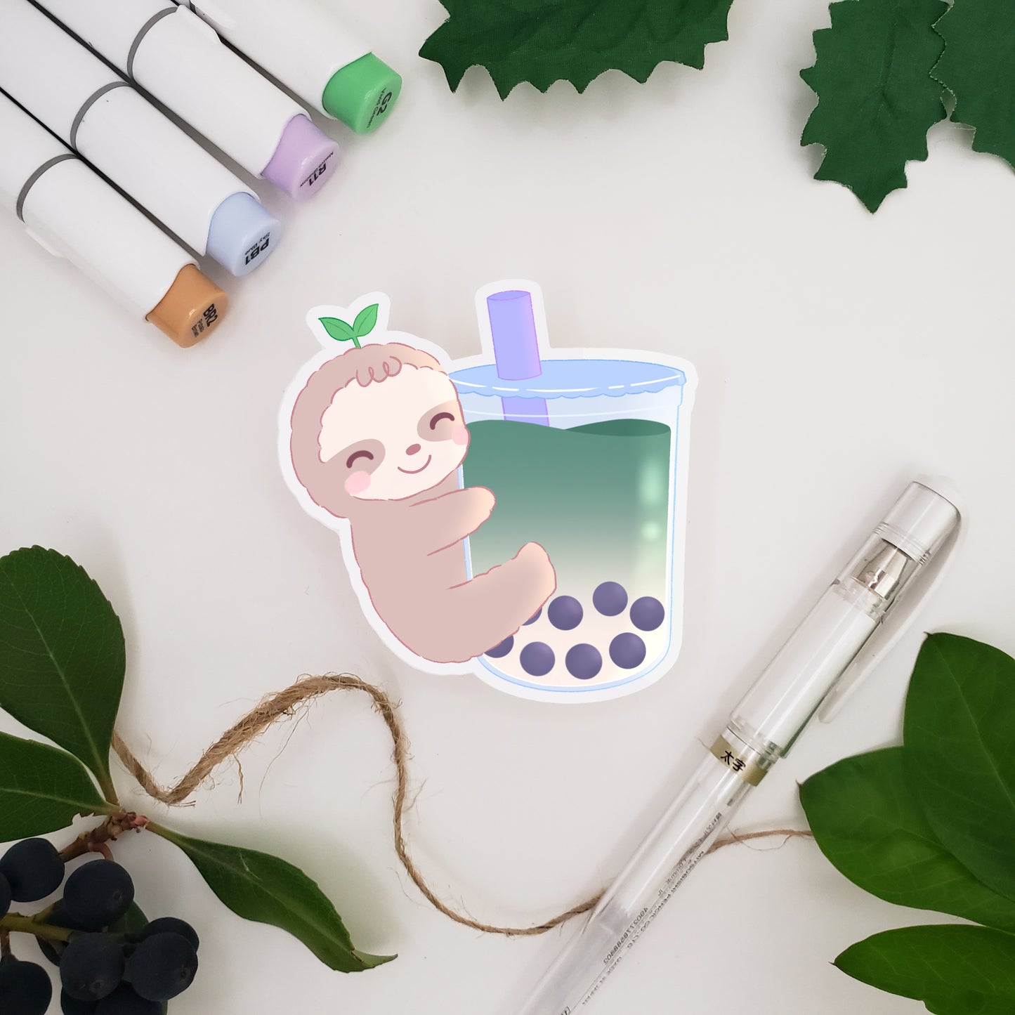 Boba Sloth Vinyl Sticker