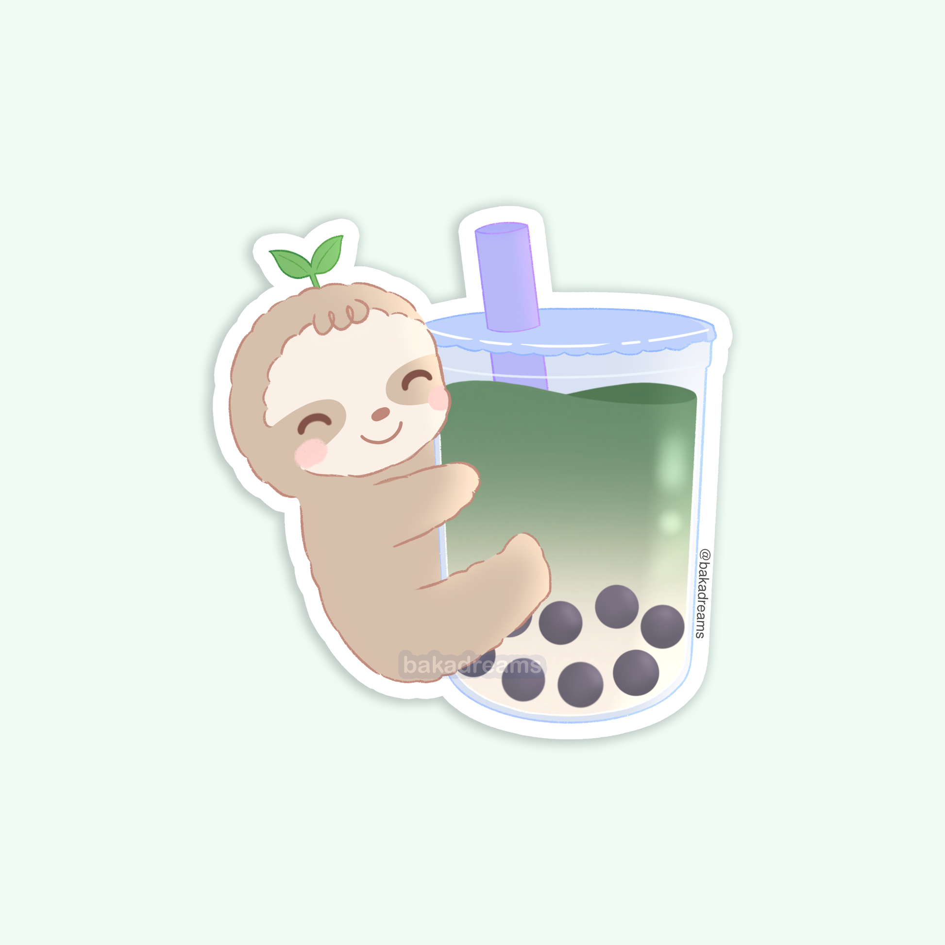 boba sloth vinyl sticker