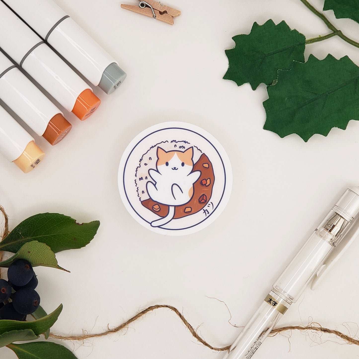 catsu curry cat vinyl sticker