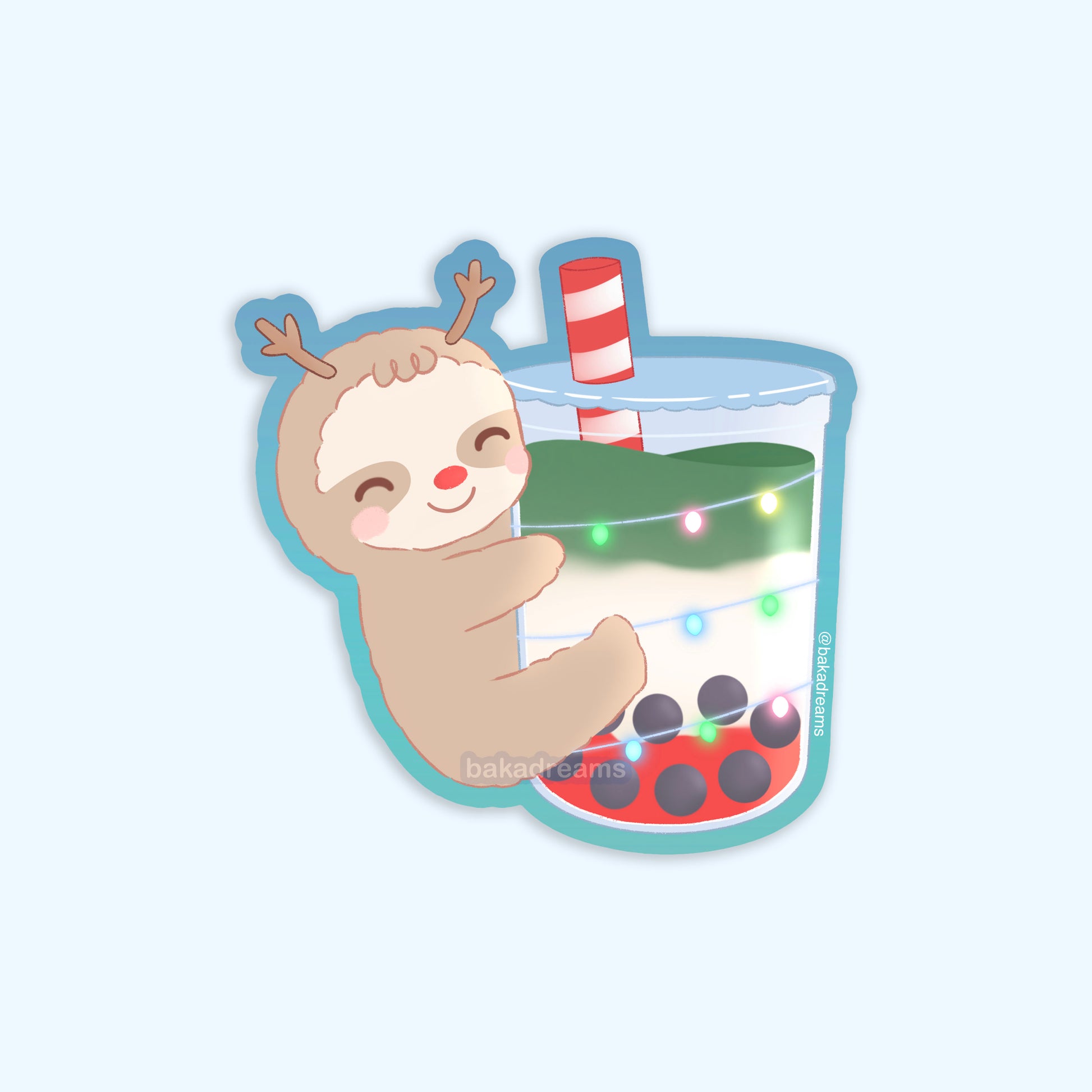 christmas boba sloth sticker