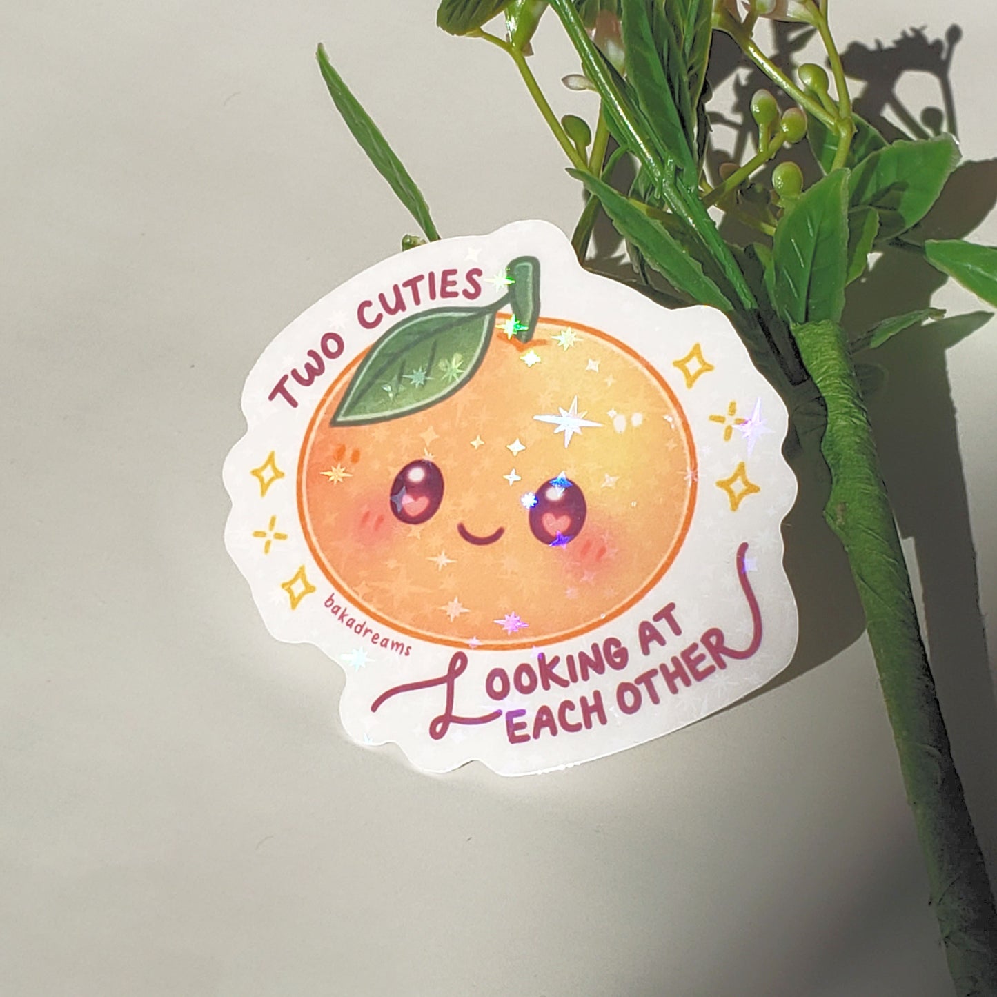 Cutie Orange Vinyl Sticker | Two Cuties Looking At Each Other