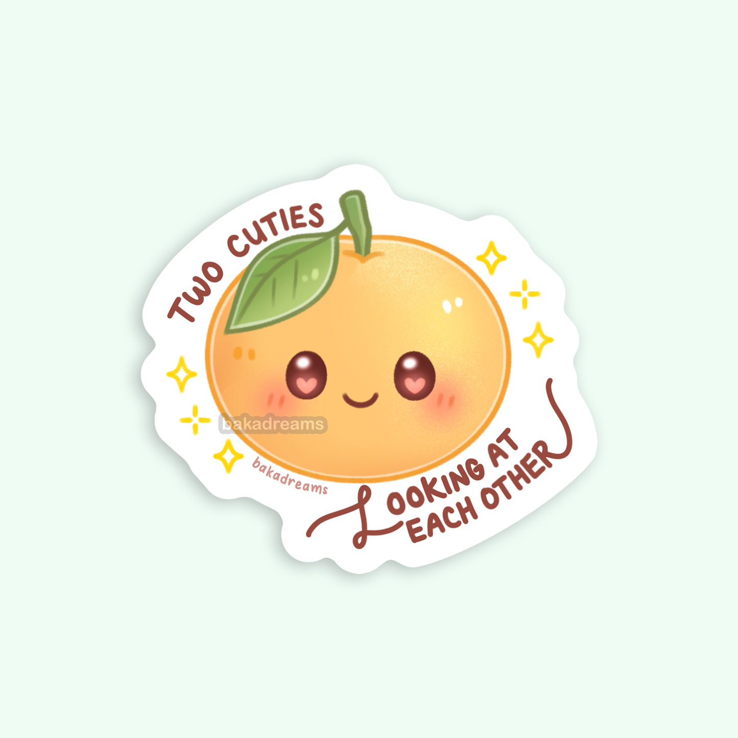 Cutie Orange Vinyl Sticker | Two Cuties Looking At Each Other