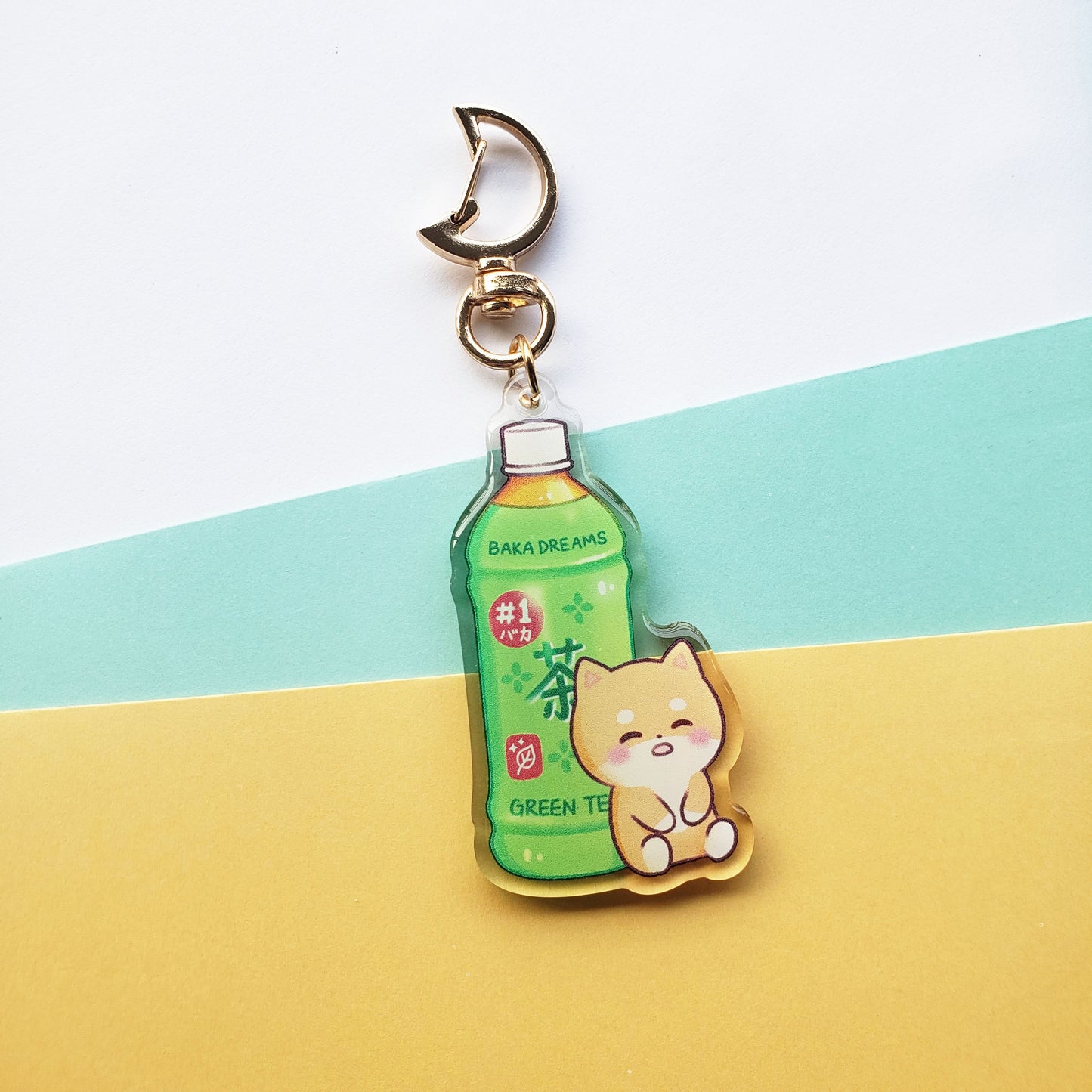 green tea shiba keychain