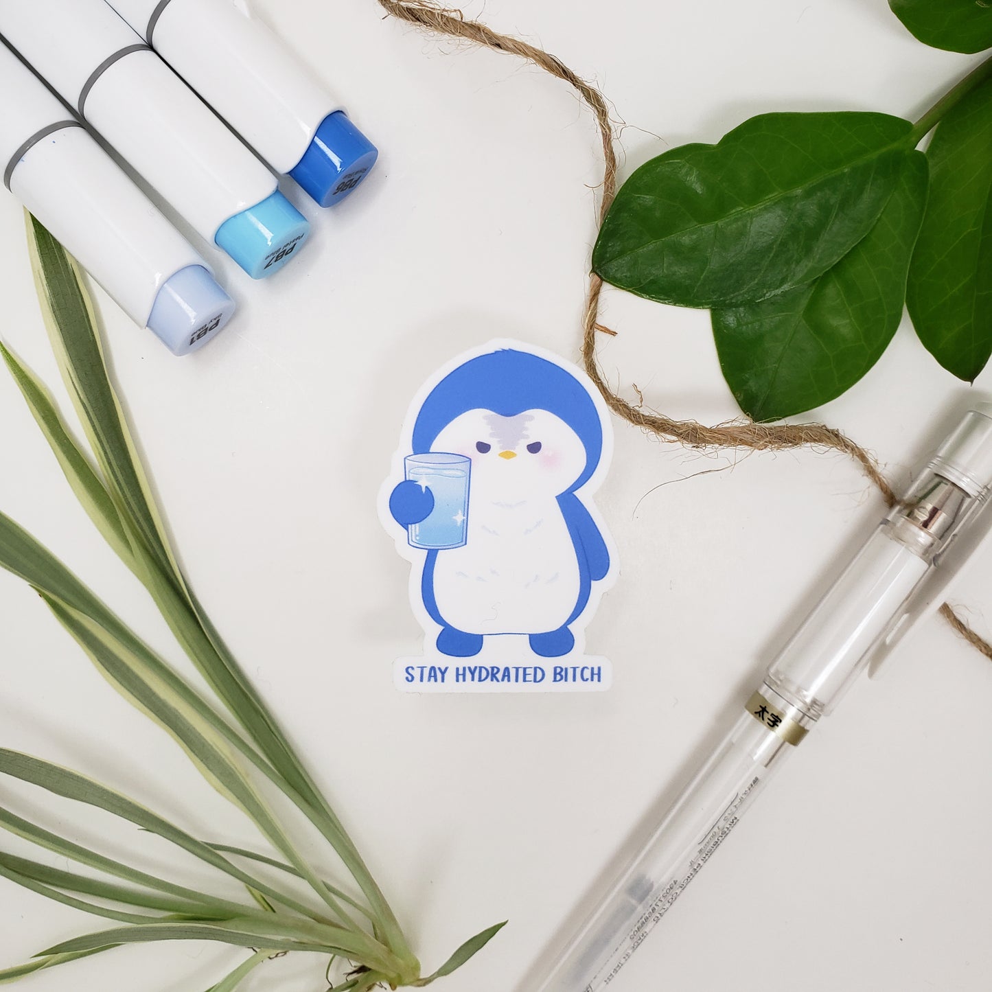 Stay Hydrated Penguin Vinyl Sticker