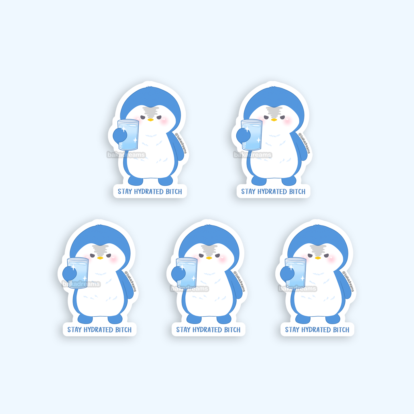 Stay Hydrated Penguin Mini Sticker Set - 5 Sticker Pack