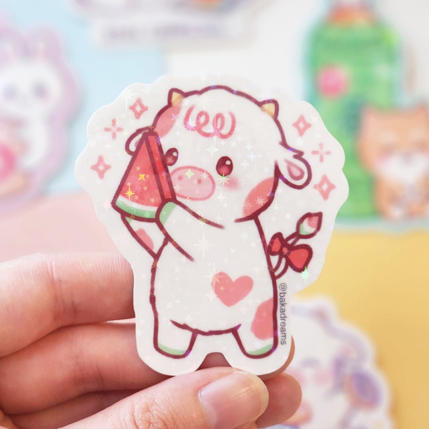 Watermelon Cow Vinyl Sticker