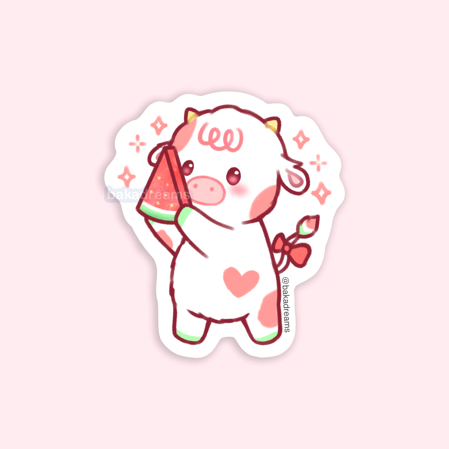 Watermelon Cow Vinyl Sticker