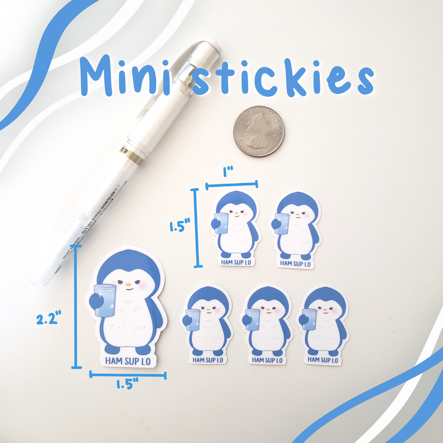 Ham Sup Lo Penguin Mini Sticker Set - 5 Sticker Pack