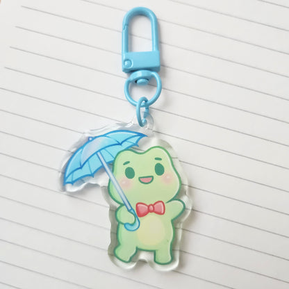 Umbrella Frog Acrylic Keychain (Available in rainbow)