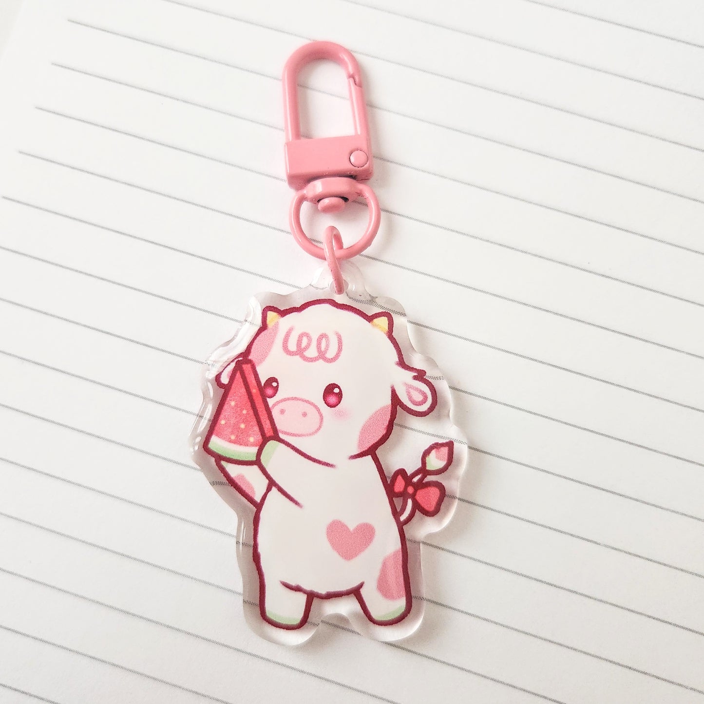 Watermelon Cow Acrylic Keychain