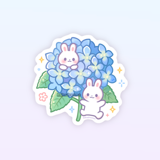 Hydrangea Bunnies Vinyl Sticker