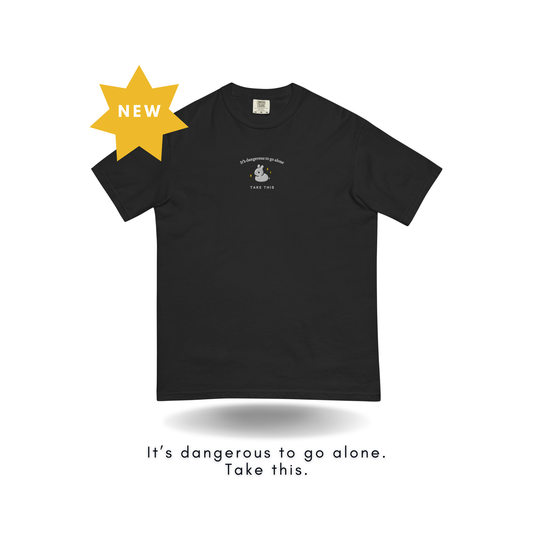 "It's Dangerous To Go Alone" Embroidered Bunny T-Shirt