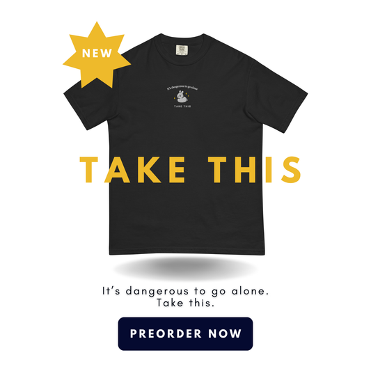 PREORDER: "It's Dangerous To Go Alone" Embroidered Bunny T-Shirt