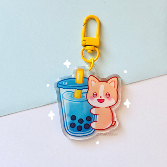 Corgi Boba Acrylic Keychain