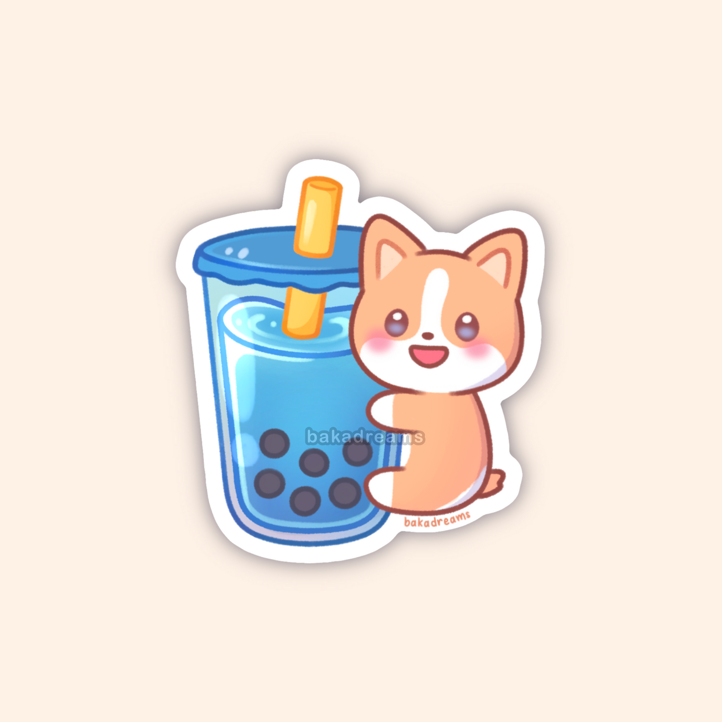 Corgi Boba Vinyl Sticker