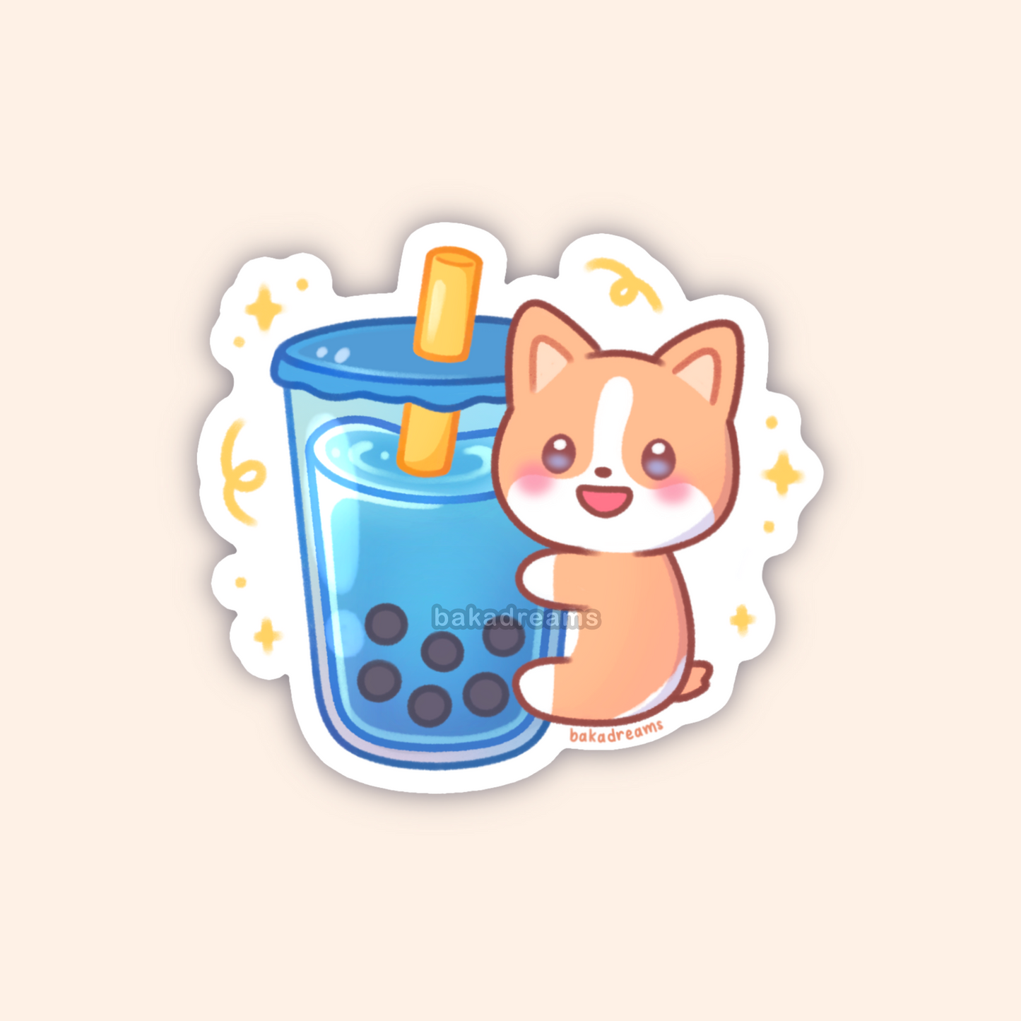 Corgi Boba Vinyl Sticker