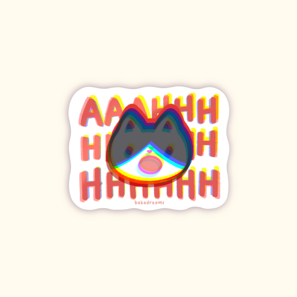 Glitching Existential Crisis Screaming Cat Vinyl Sticker – Baka Dreams