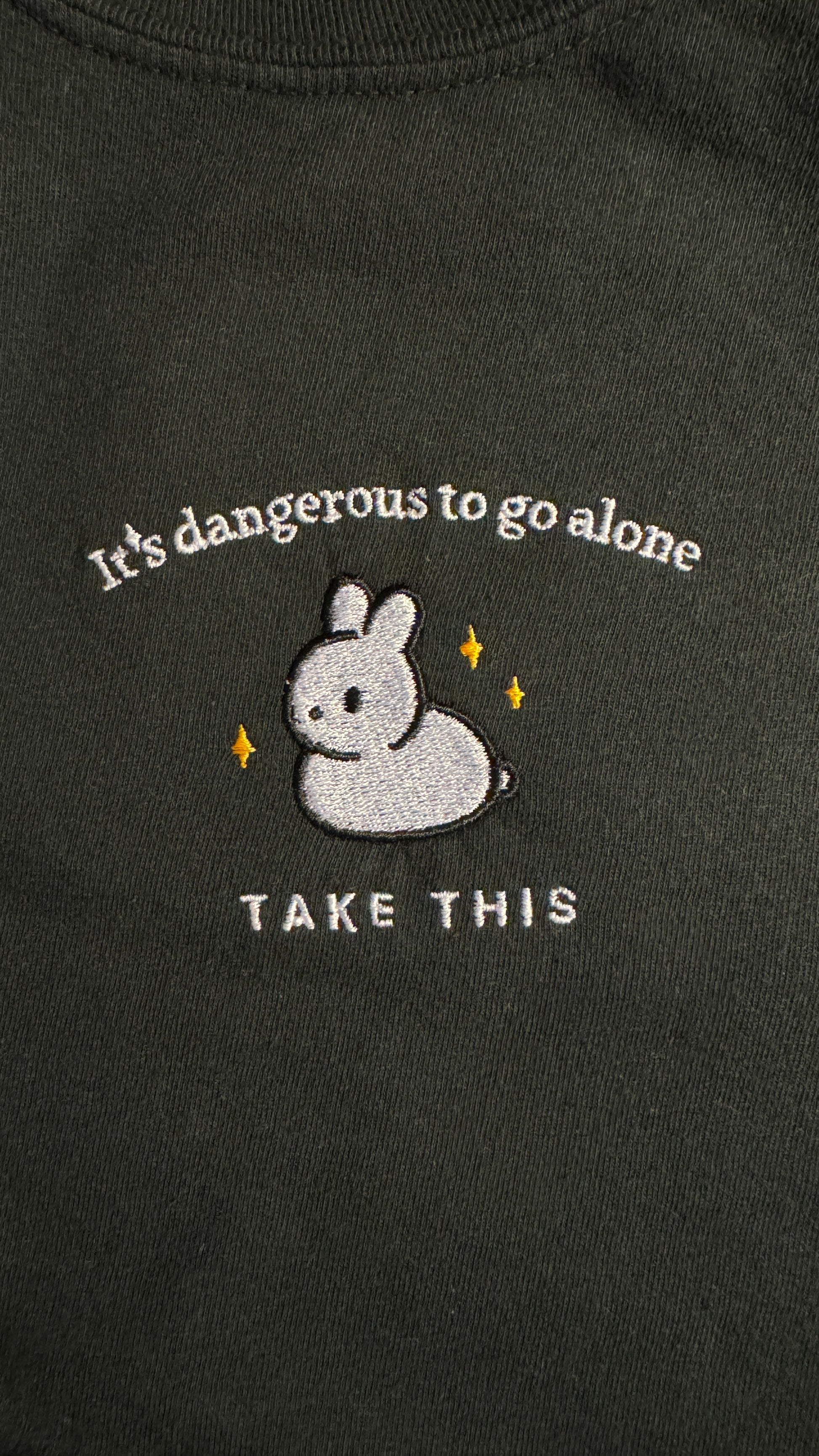 Embroidered Bunny Shirt, Comfort Colors Rabbit T-Shirt, It's Dangerous To Go Alone Take This, Cute Bunny Shirt, Casual Shirt, Gym Shirt, Zelda Phrase