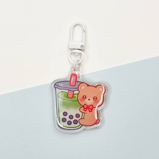 Matcha Boba Bear Acrylic Keychain