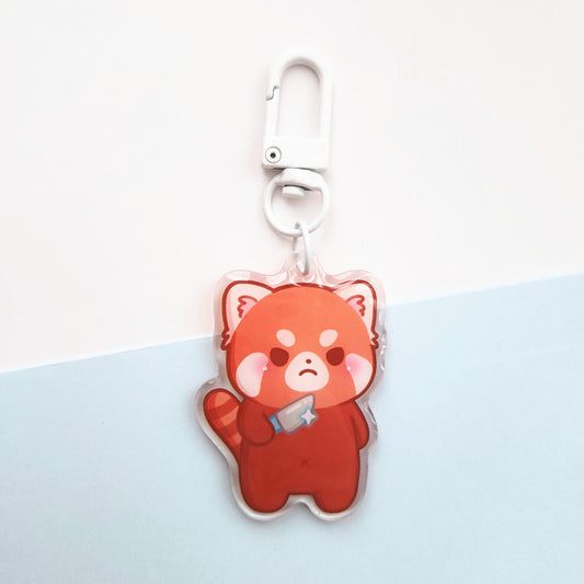 Stabby Red Panda Acrylic Keychain (Available in rainbow)