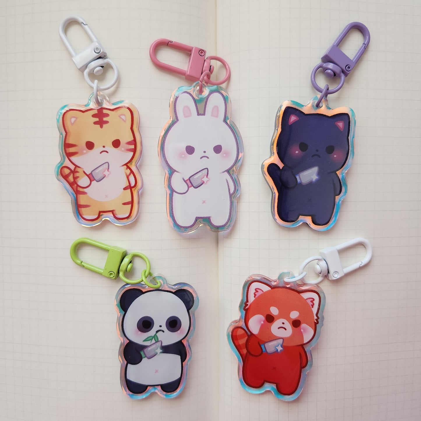 Stabby Animal Rainbow Acrylic Keychain