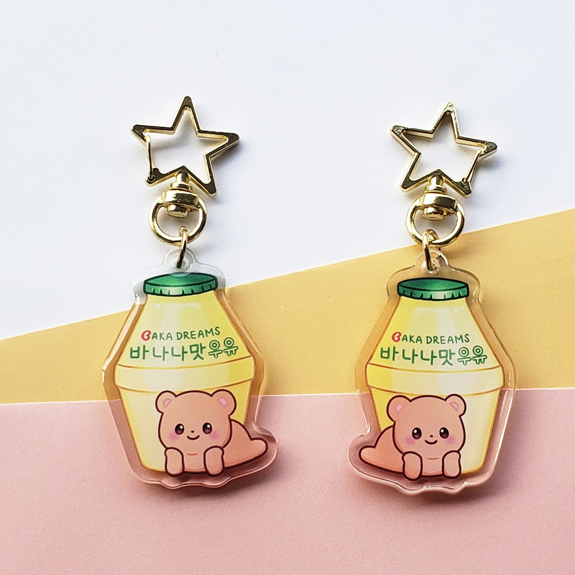 banana milk bear keychain front and back