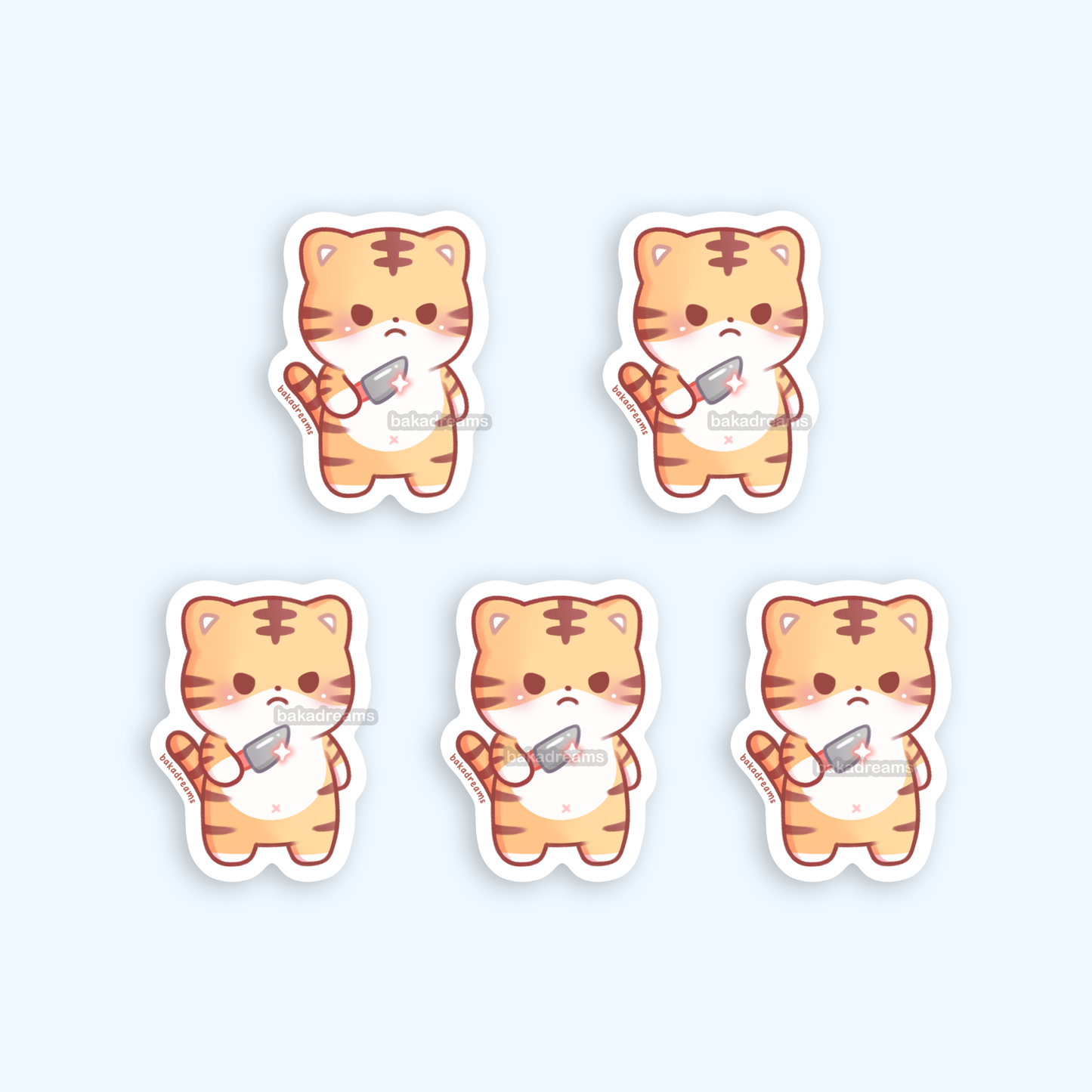 Stabby Tiger Mini Sticker Set - 5 Sticker Pack