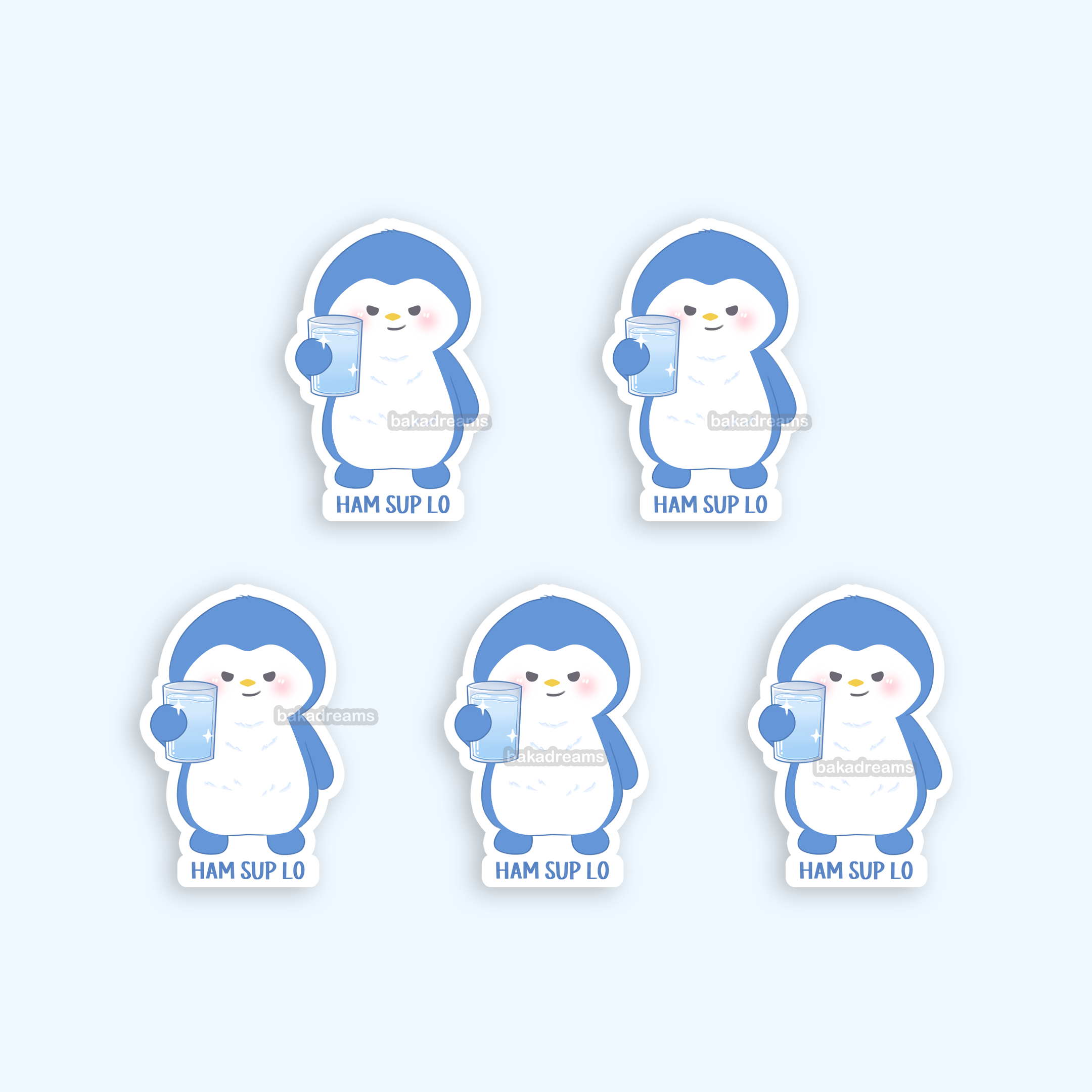 Ham Sup Lo Penguin Mini Sticker Set - 5 Sticker Pack – Baka Dreams