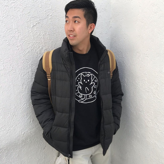 black catsu curry cat crewneck sweater