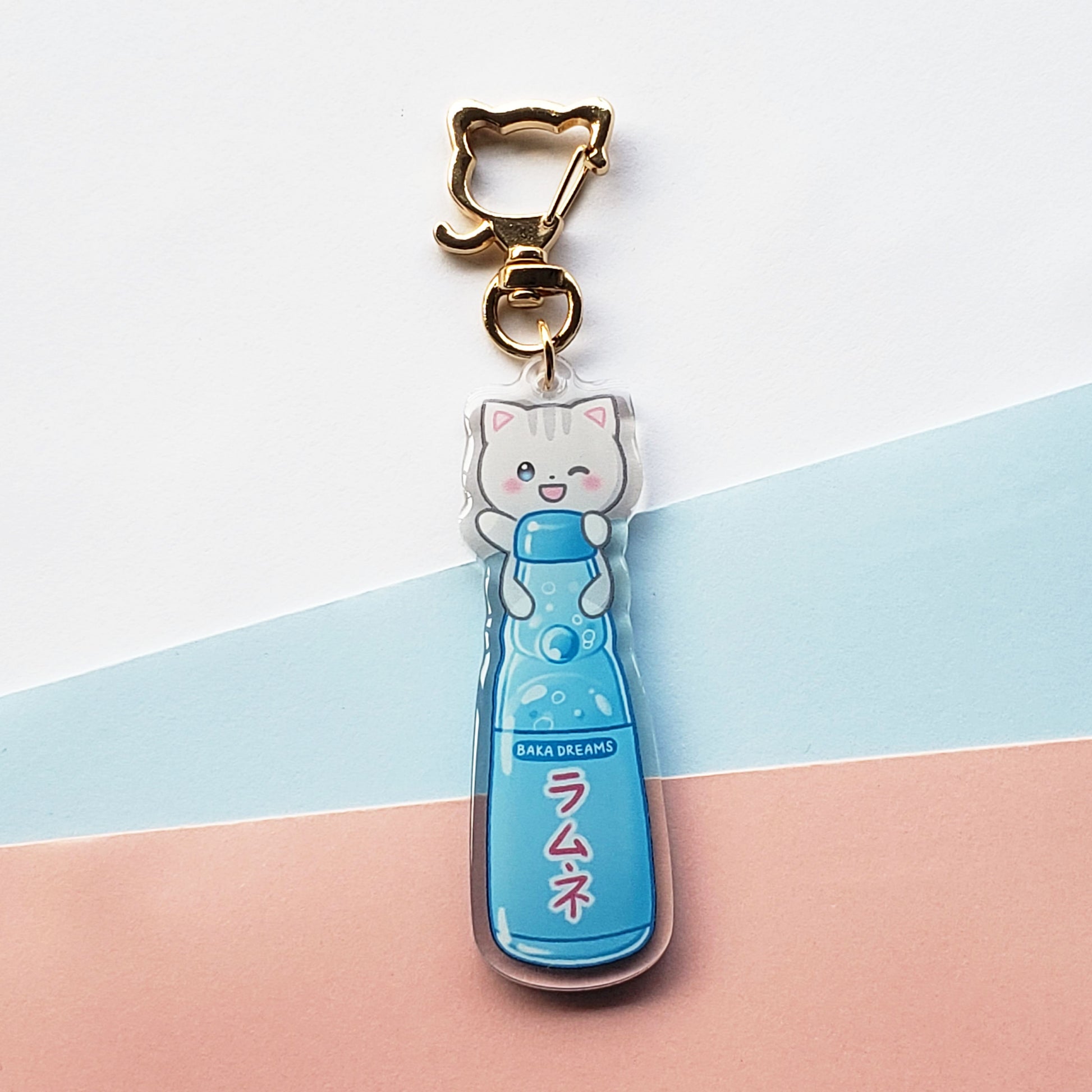 ramune cat keychain