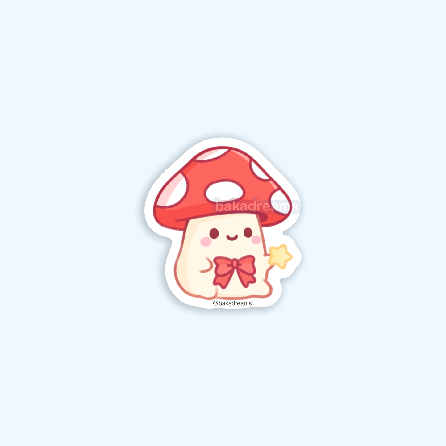 mushroom holding star sticker