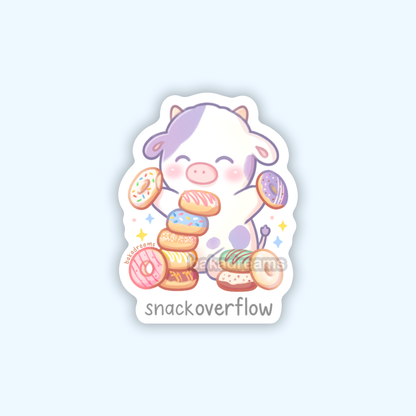 Snack Overflow Cow Vinyl Sticker