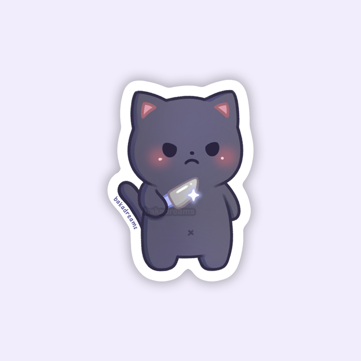 Black cat with knife sticker