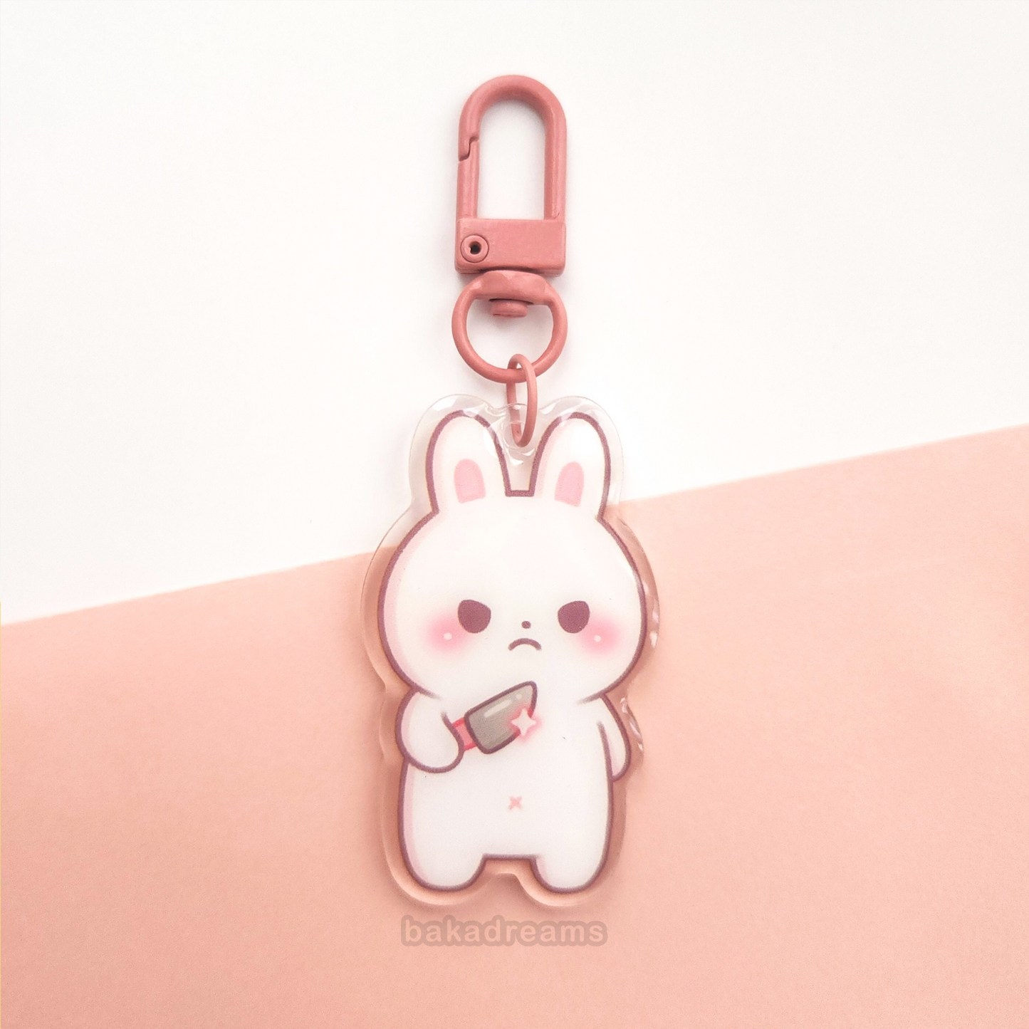 Stabby Bunny Acrylic Keychain (Available in rainbow)