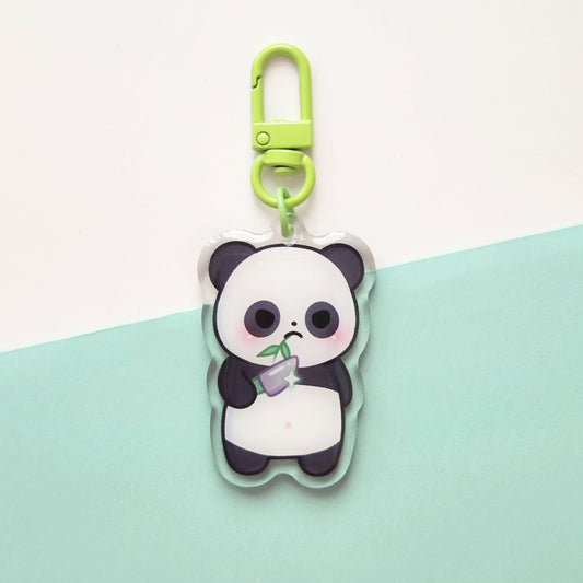 Stabby Panda Acrylic Keychain (Green) (Available in rainbow)
