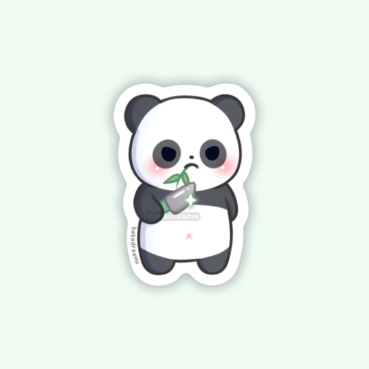 Stabby Panda With Bamboo Leaves Vinyl Sticker, Panda with knife