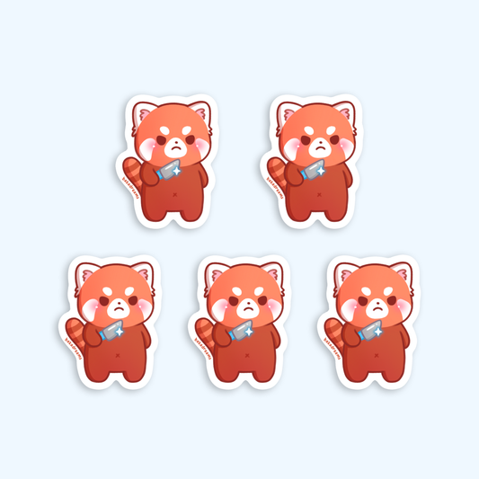 Stabby Red Panda Mini Sticker Set - 5 Sticker Pack