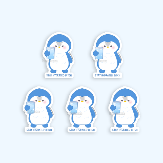 Stay Hydrated Penguin Mini Sticker Set - 5 Sticker Pack