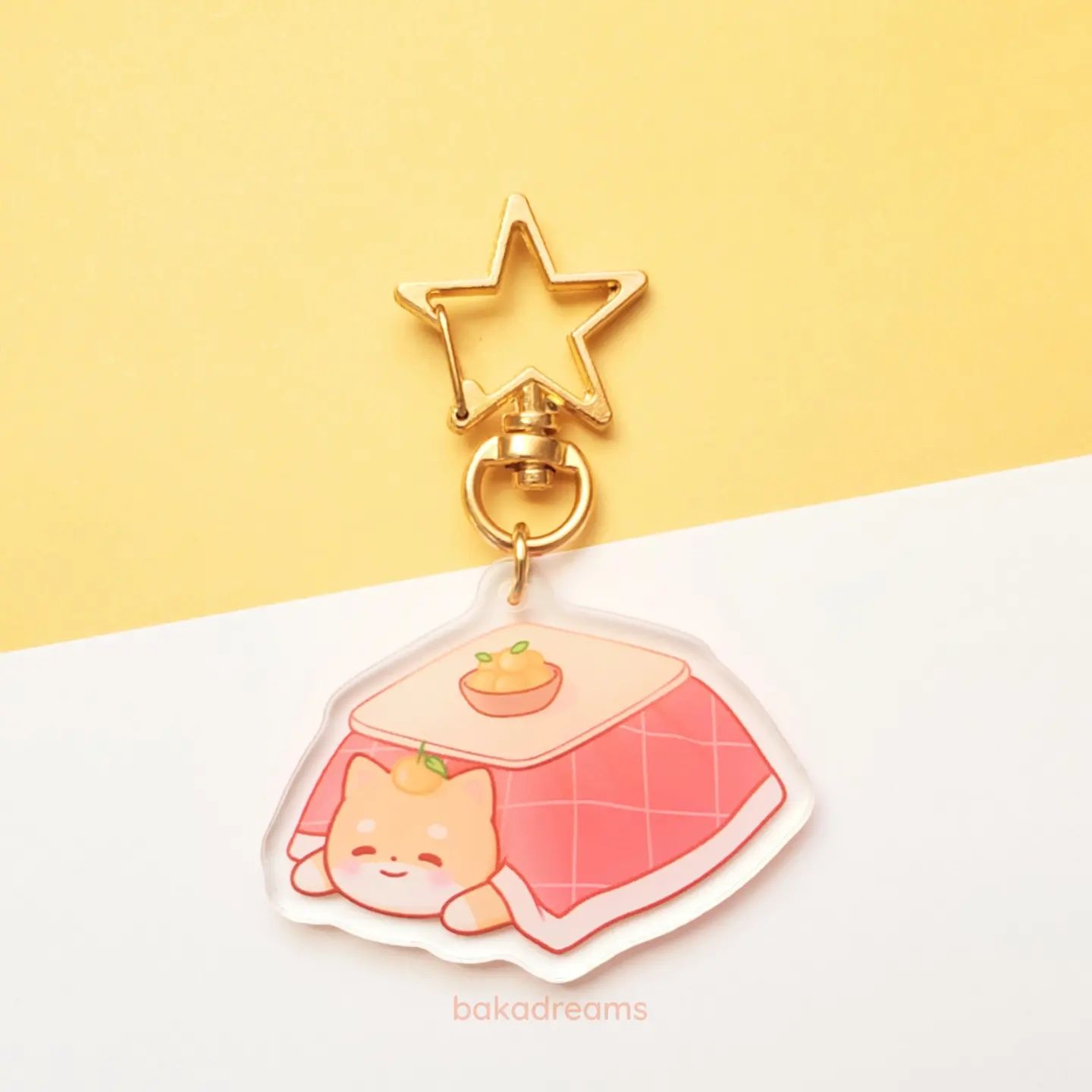 Kawaii shiba keychain with gold star clasp