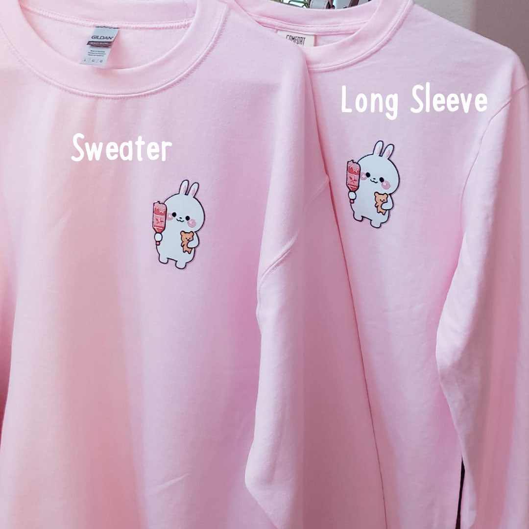 pink bunny embroidered patch long sleeve